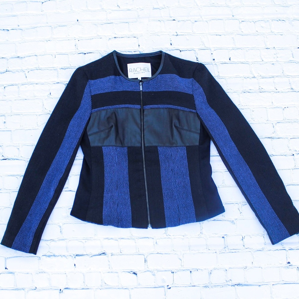 Rachel Roy black and blue zip jacket